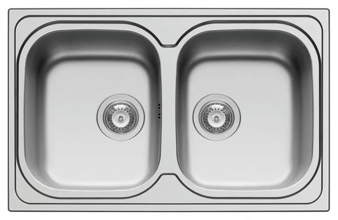 Lavello integrato 2 vasche DELINIA Amaltia inox L 50 x L 79 cm argento