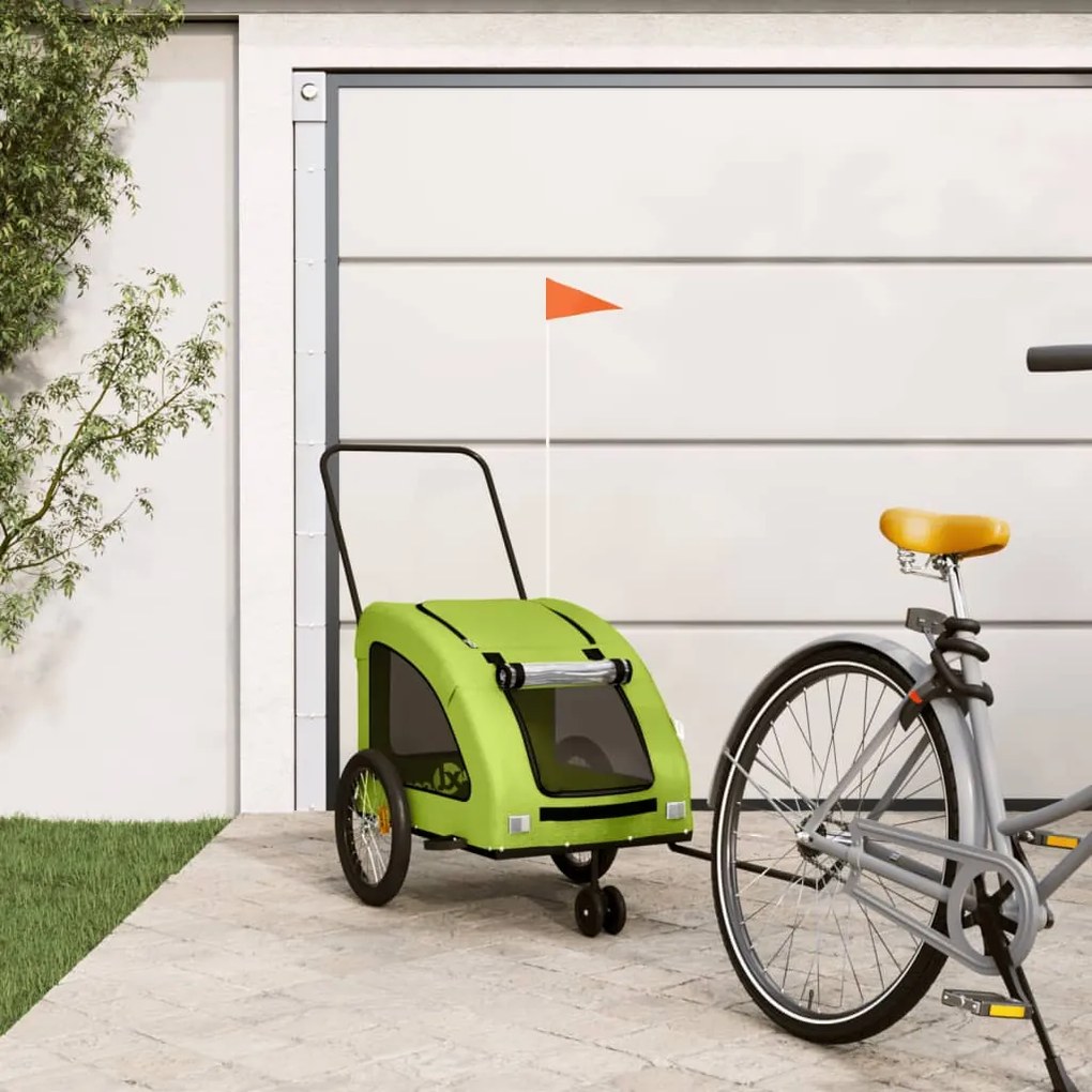 Rimorchio Da Bici Per Animali Verde Oxford E Ferro /