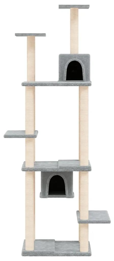 Albero per gatti con tiragraffi in sisal grigio chiaro 176 cm