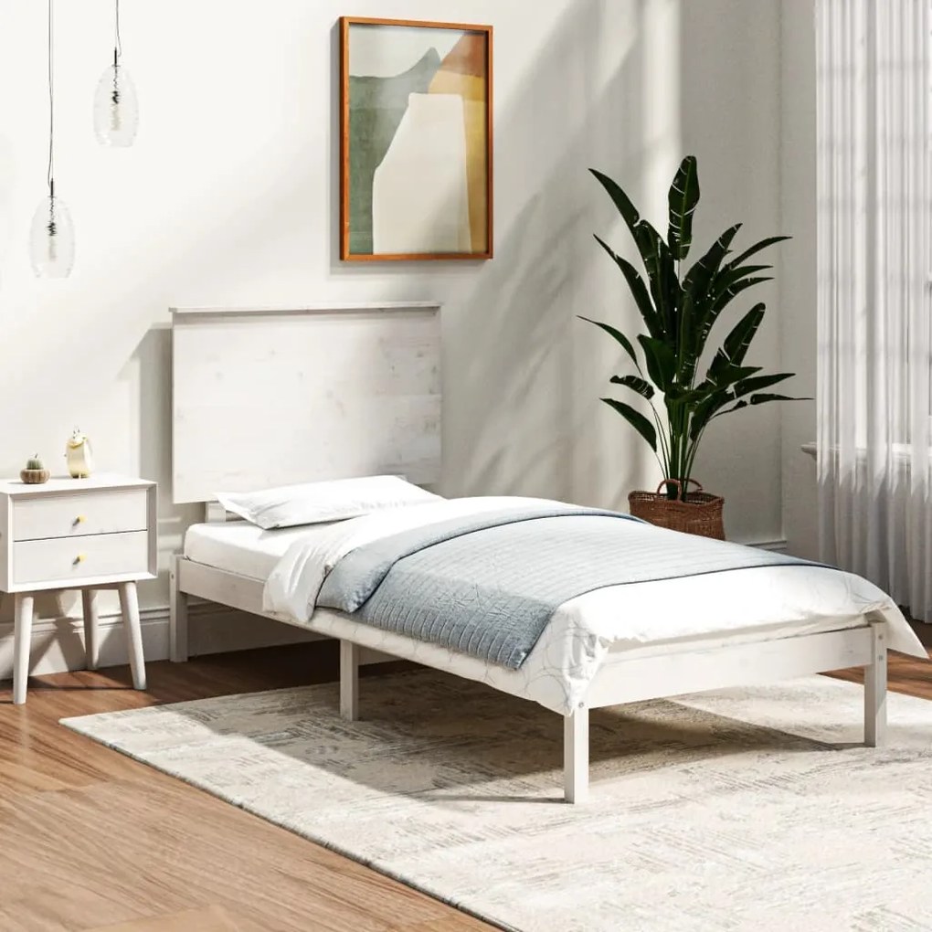 Giroletto Bianco İn Legno Massello 90x190 Cm Single /