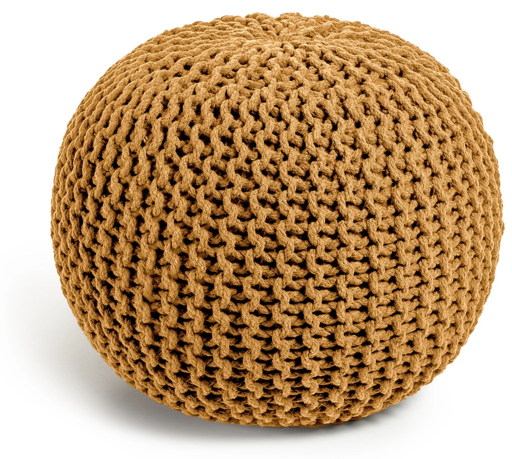 Kave Home - Pouf rotondo Chloe 100% cotone senape Ø 50 cm
