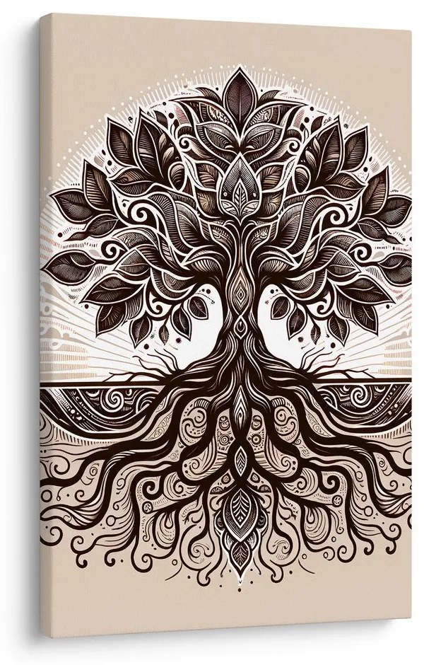 Quadro su tela – Albero della vita decorativo su beige