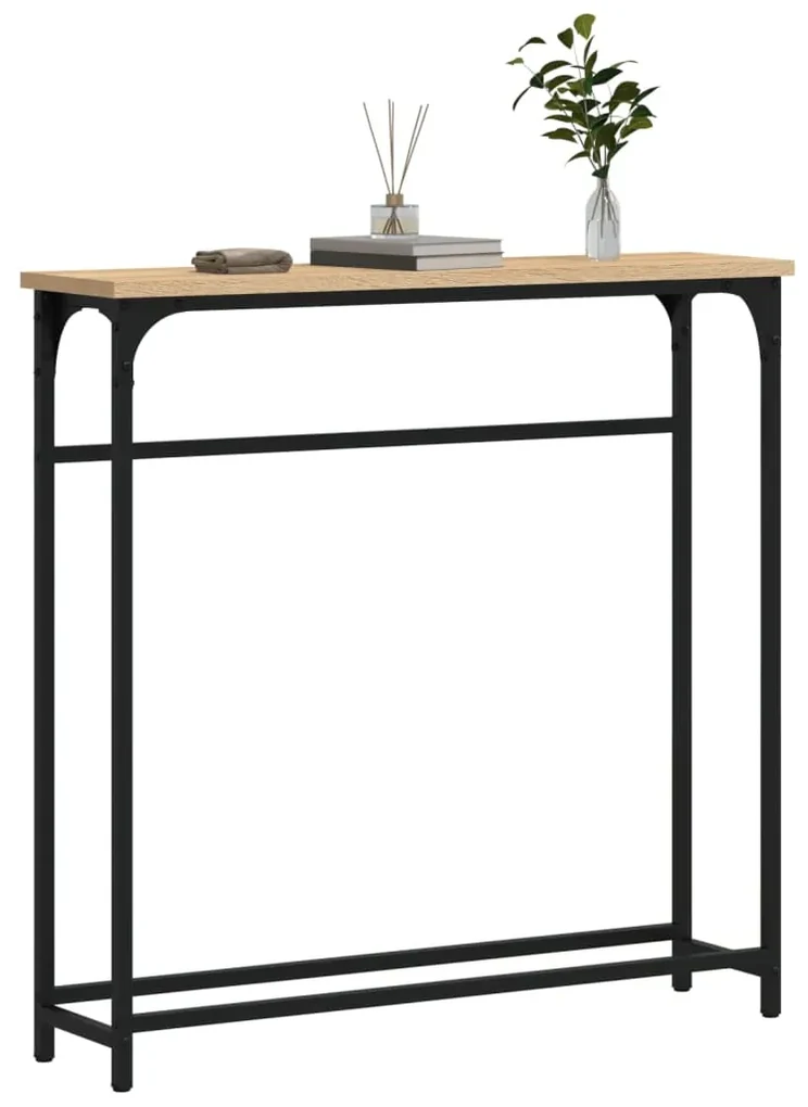 Tavolino consolle rovere sonoma 75x19,5x75 cm legno multistrato