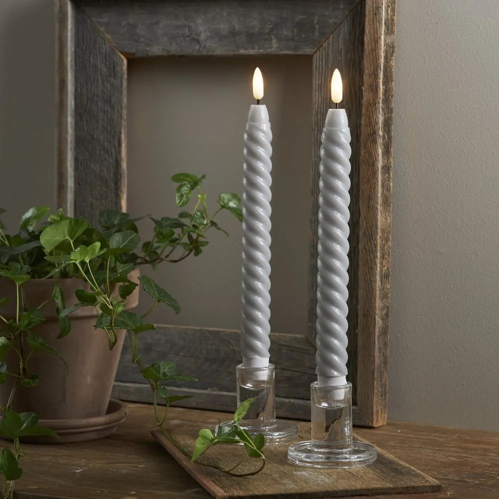 Set di 2 candele LED in cera grigia, altezza 25 cm Flamme Swirl Antique - Star Trading