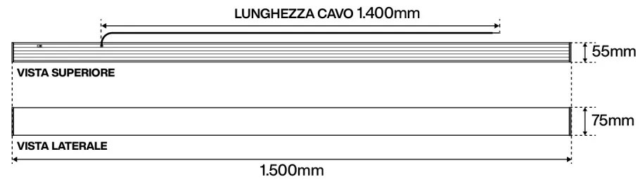 Lampada Lineare LED a Sospensione 55W 150cm nera con driver Philips Colore Bianco Variabile CCT