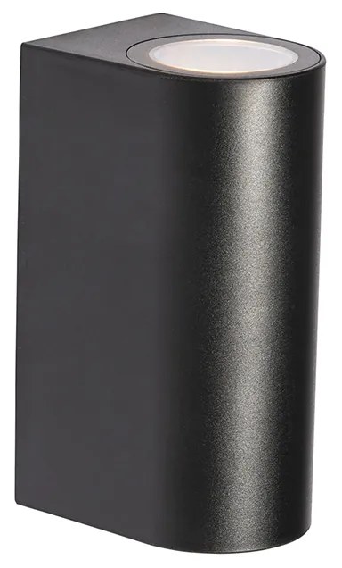 Lampada da parete esterna moderna ovale in plastica nera 2 luci - Baleno