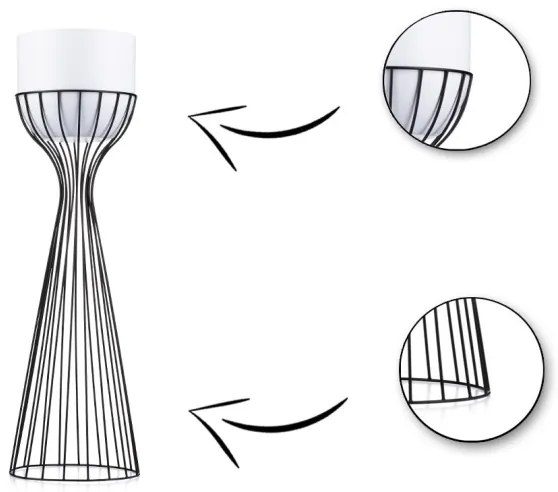 Vaso da fiori in metallo LOFT 68x20 cm nero/bianco