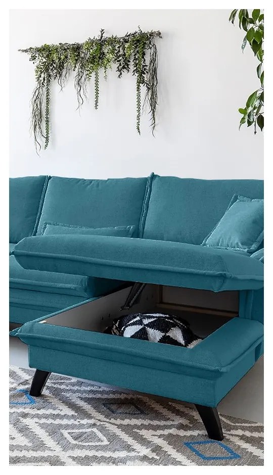 Divano letto angolare turchese, angolo destro Charming Charlie - Miuform
