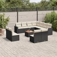 Set Divani da Giardino 12 pz con Cuscini Nero in Polyrattan 3224180