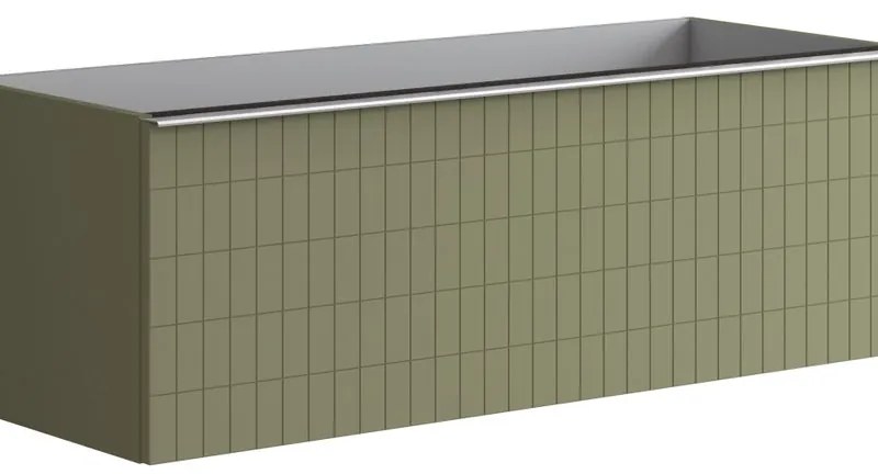 Mobile da bagno sospeso sotto lavabo L 120 x H 40 x P 45.5 cm verde laccato opaco, 2 cassetti Pixel grid