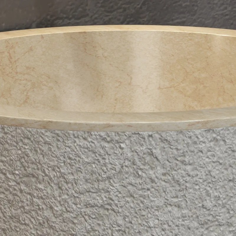 Lavabo da appoggio rotondo in marmo crema 40cm | Litos-TC40 - KAMALU