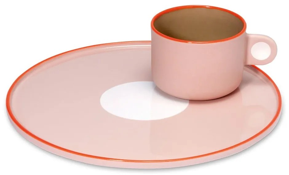 Set di tazze e piatti in gres rosa, 250 ml Greta - Remember