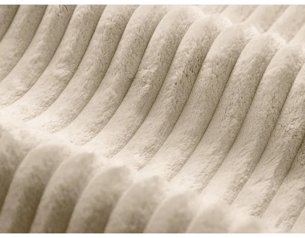 Poggiapiedi beige con rivestimento in velluto a coste Dia – Micadoni