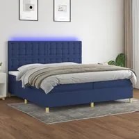 Letto a Molle Materasso e LED Blu 200x200cm in Tessuto 3135787