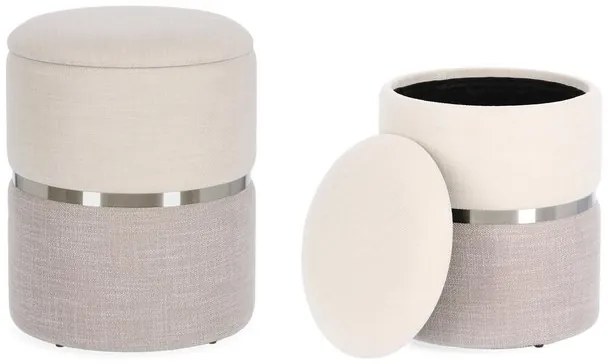 Set di 2 Pouf contenitore RADINKA in tessuto beige e grigio