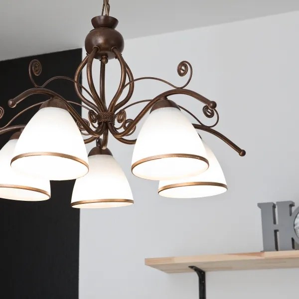 Lampadario a catena RETRO II 5xE27/60W/230V, bronzo patinato