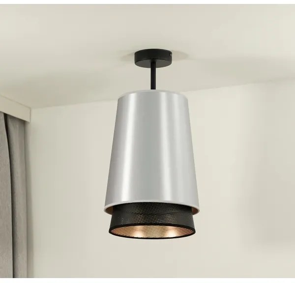 Duolla - Lampadario a plafone BELL SHINY 1xE27/15W/230V diametro 25 cm argento/nero