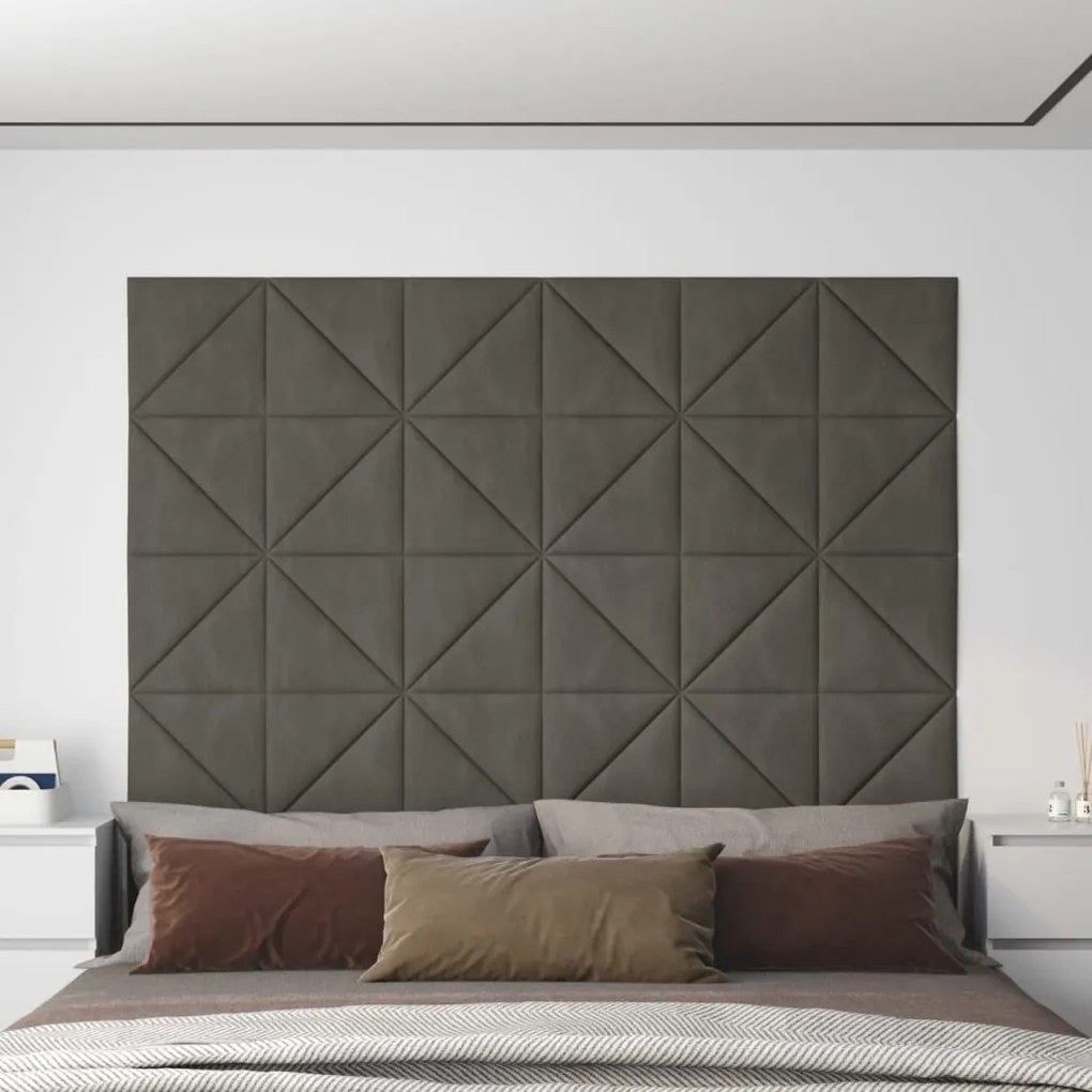 Pannelli Murali 12 Pz Grigio Scuro 30x30 Cm İn Velluto 0,54 M² /
