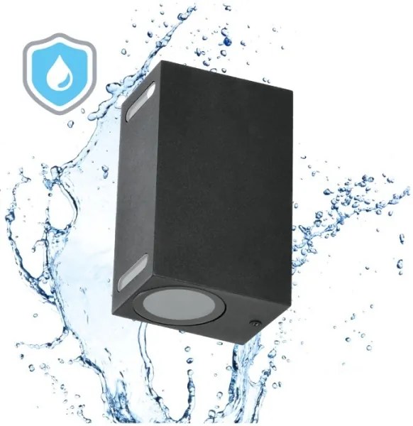 Applique da esterno QUERK 2xGU10/35W/230V IP54 15 cm nero