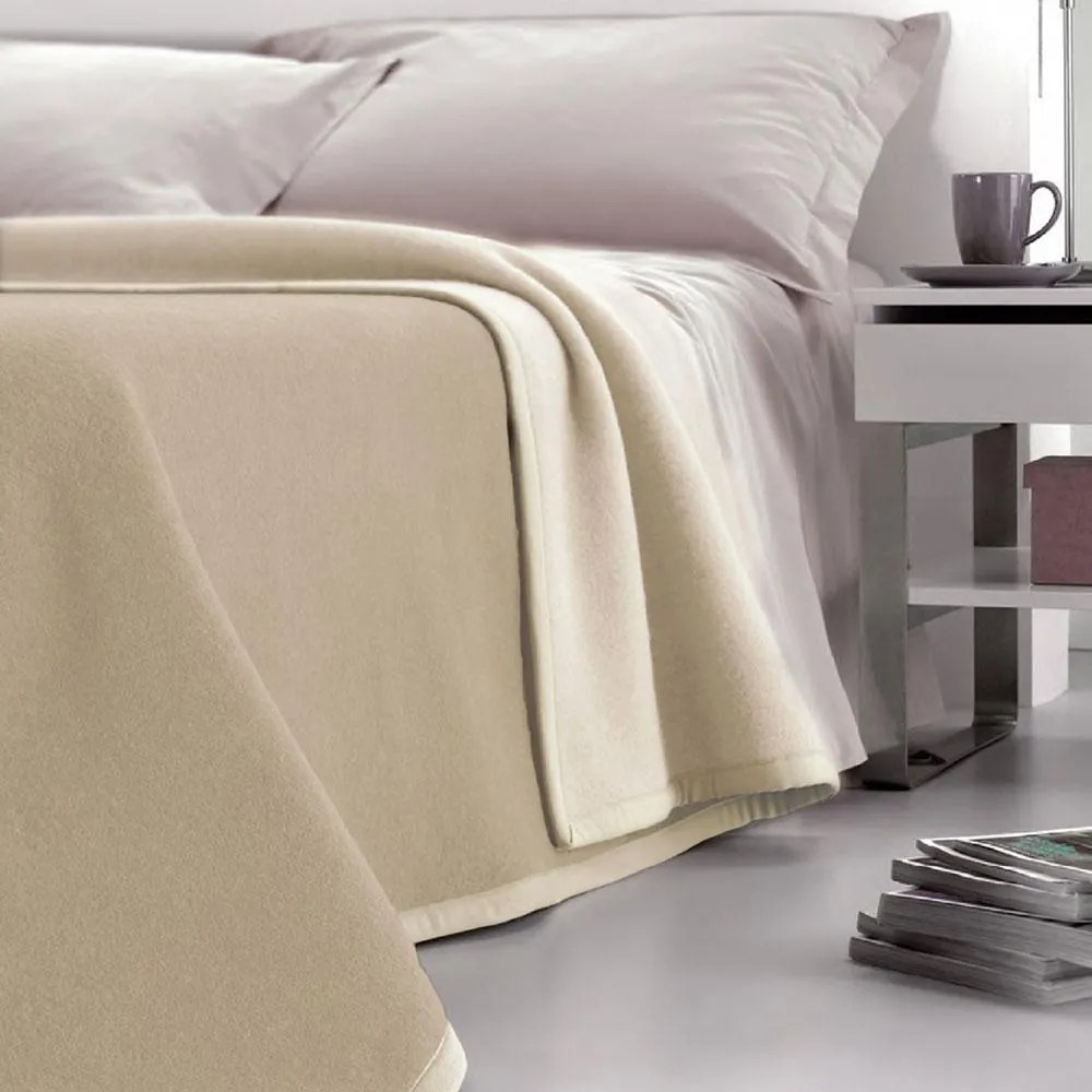 Coperta Pura Lana Matrimoniale Dobleface 450gr Cober Double Beige...