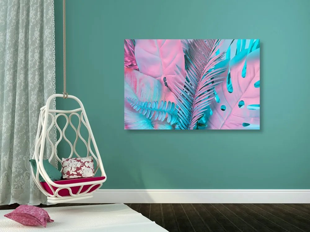 Quadro su tela – Foglie di palma in colori neon straordinari
