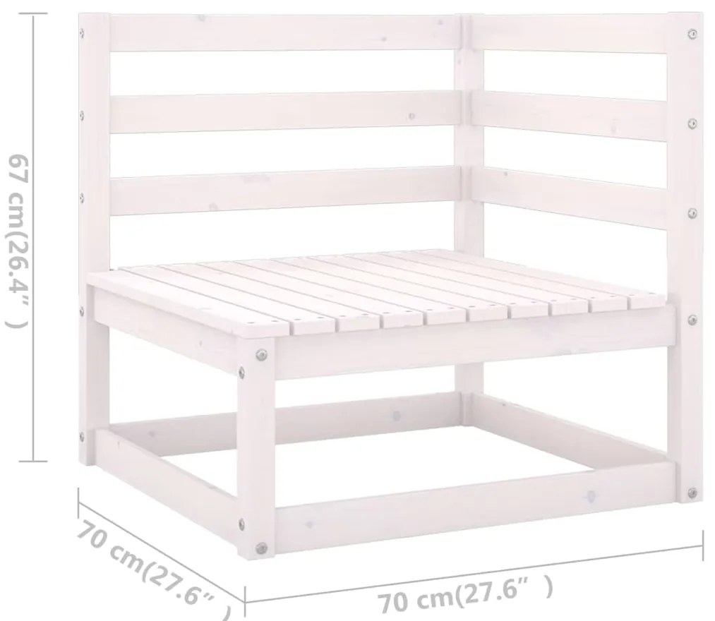 Set Divani da Giardino 4 pz Bianco in Legno Massello di Pino