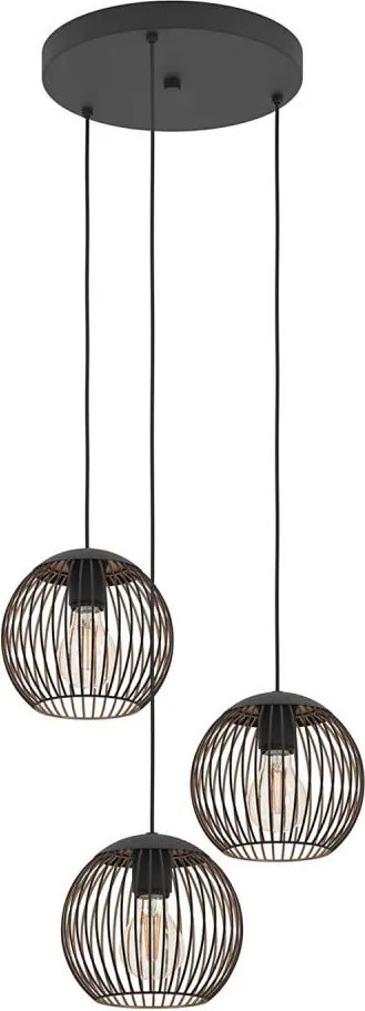 Eglo 901871 - Lampadario a sospensione con cavo ALMANZORA 3xE27/60W/230V nero