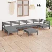 Set Salotto da Giardino 8 pz in Legno Massello di Pino Grigio 3082971