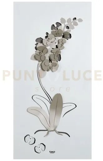 Pannello decorativo per parete orchidea bianco e sabbia in ferro 80...