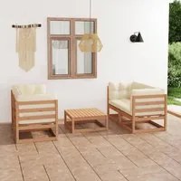 Set Divani da Giardino 5 pz con Cuscini Legno Massello di Pino cod mxl 43732