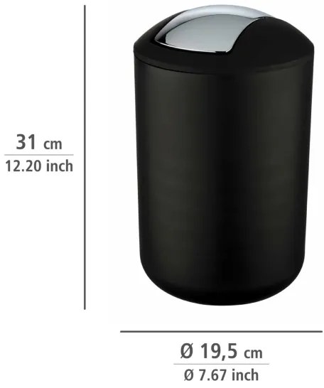 WENKO 21212100 - Cestino BRASIL 19,5x31 cm nero/cromo lucido