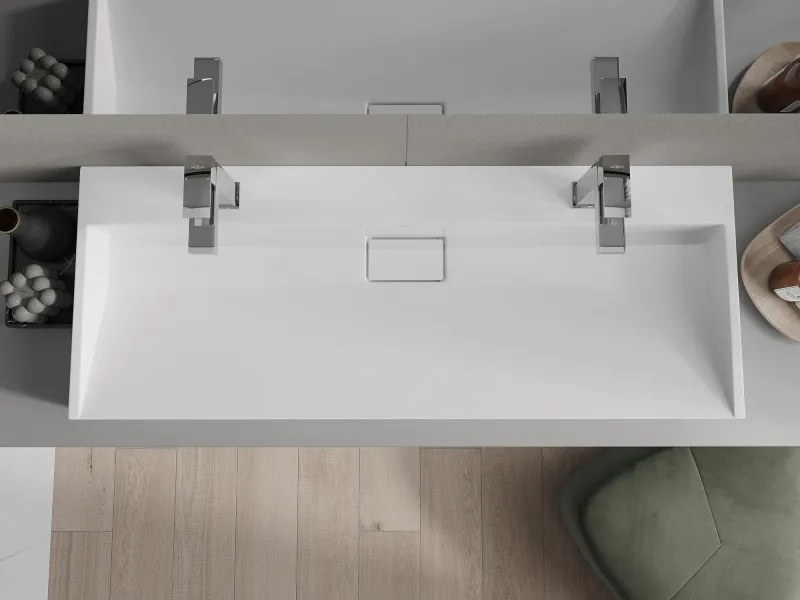 Mexen Ava lavabo da appoggio in conglomerato 2/O 120 x 46 cm, bianco - 23011202