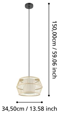 Eglo 390233 - Lampadario a sospensione con filo MONTERROSO 1xE27/40W/230V bambù