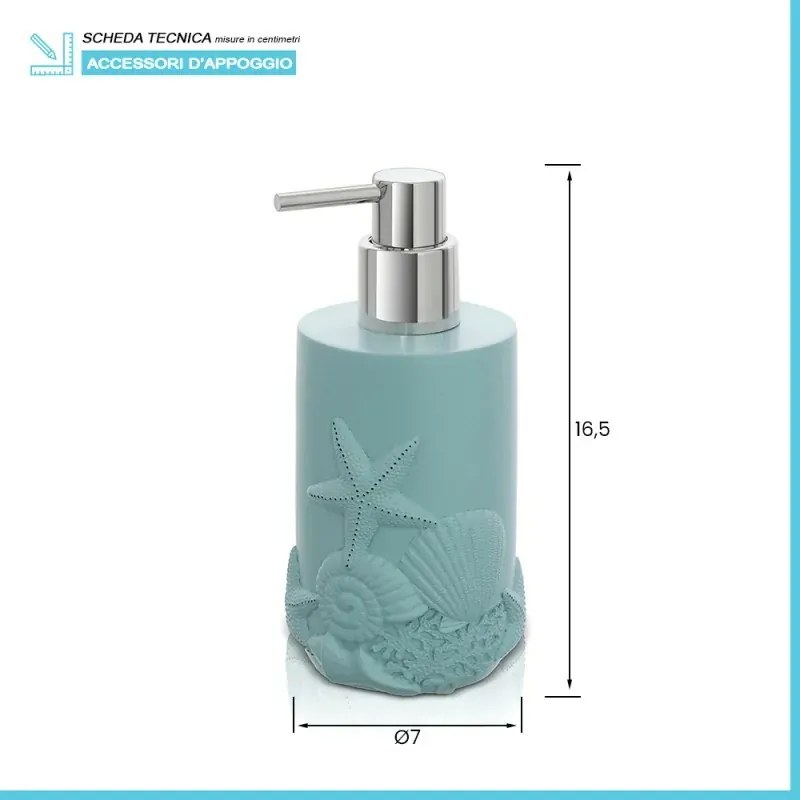 Dispenser sapone liquido da appoggio in resina acquamarina Coral