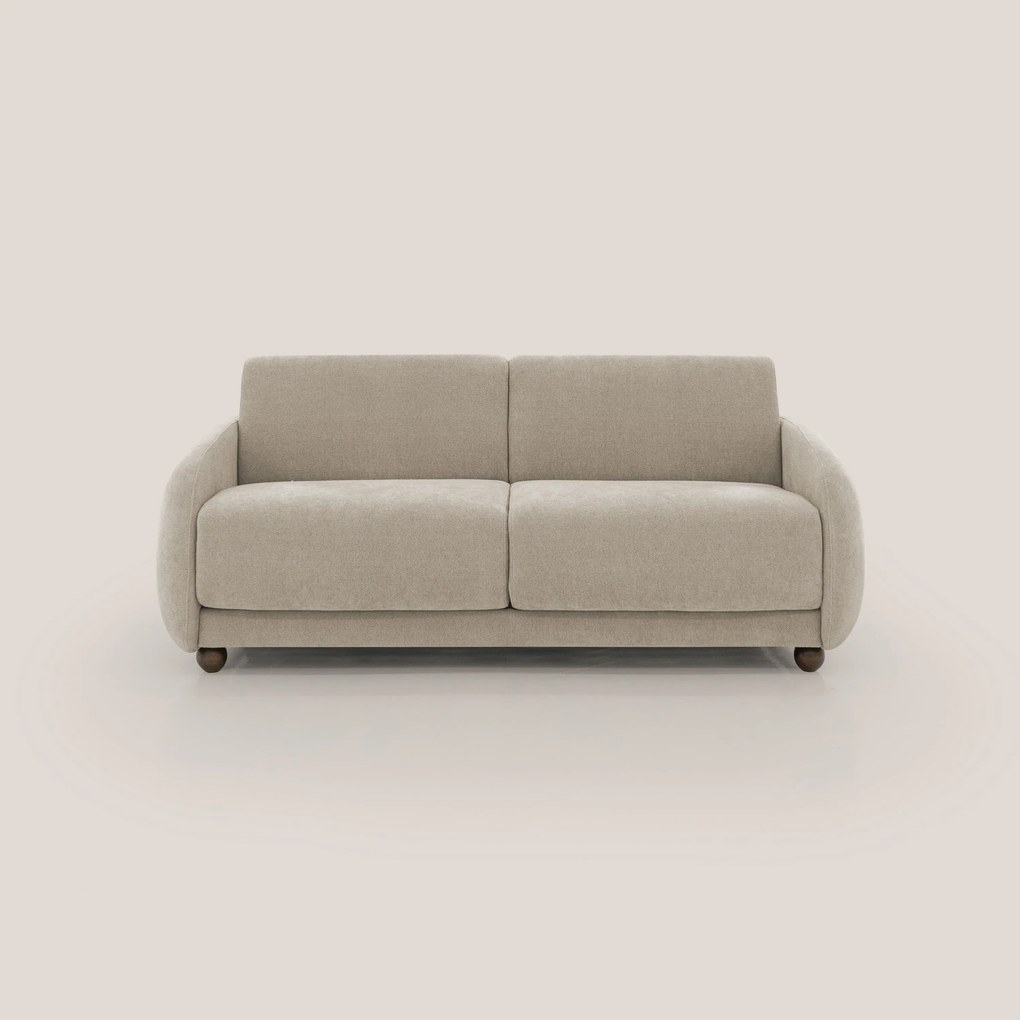 Giglio divano letto scandinavo japandi con materasso H18 cm in tessuto Bouclé impermeabile T07