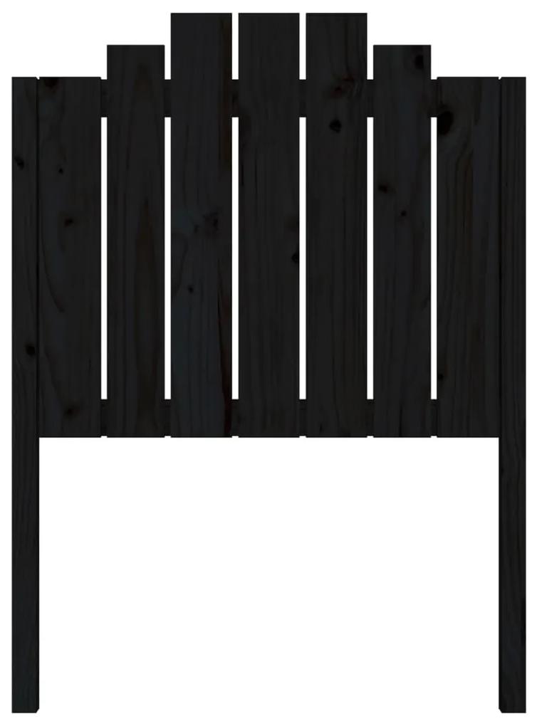Testiera per letto nera 81x4x110 cm in legno massello di pino