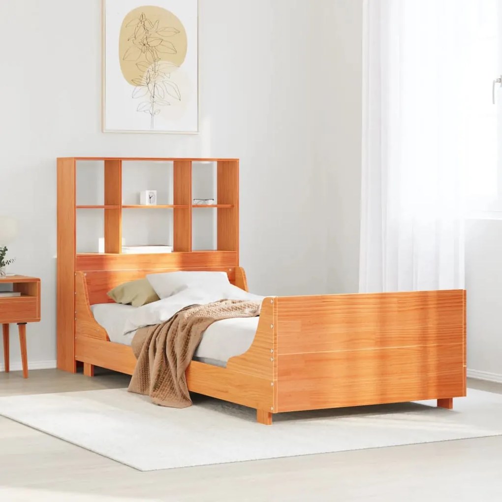 Letto libreria senza materasso marrone cera 90x200 cm legno