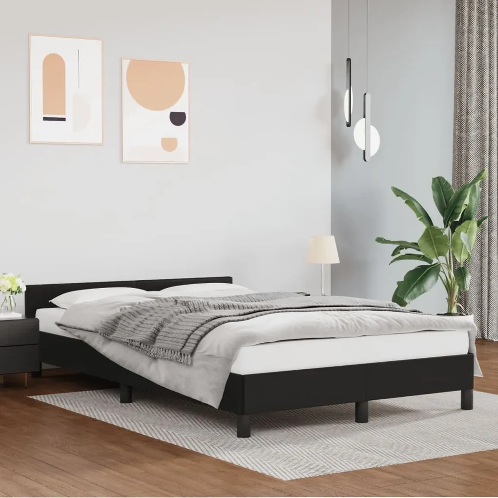 Giroletto con testiera nero 120x190 cm in similpelle