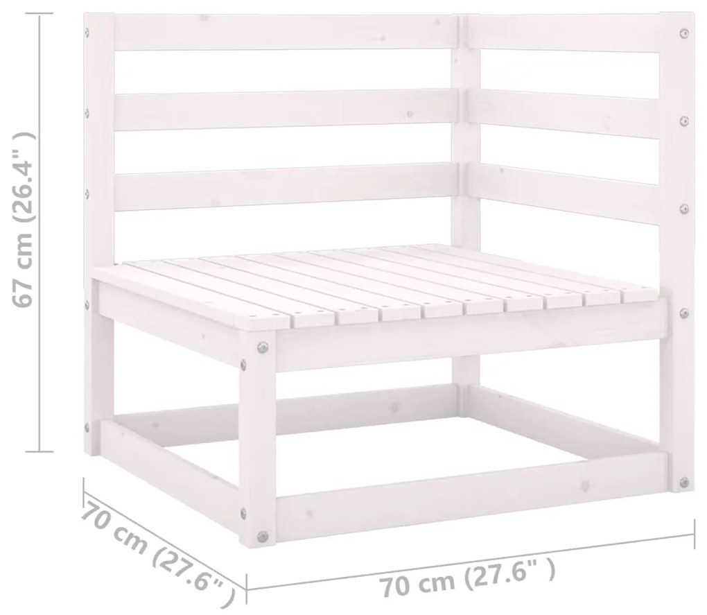 Set Salotto da Giardino 6 pz Bianco in Legno Massello di Pino