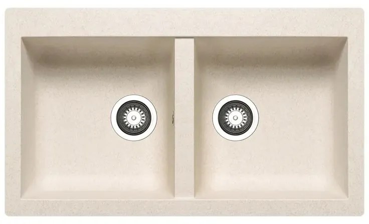 Lavello integrato 2 vasche DELINIA Scirocco resina L 50 x L 86 cm avena