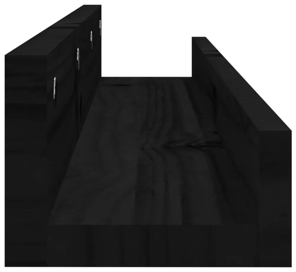Mensole da parete 2 pz nero 80x12x9cm in legno massello di pino