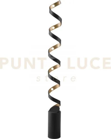 Piantana led helix spirale nera e oro 30w 1700lm 3000k 14,5x14,5x152cm