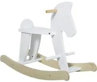 Cavallo a Dondolo per Bambini 68x26,5x48 cm in Legno Bianco