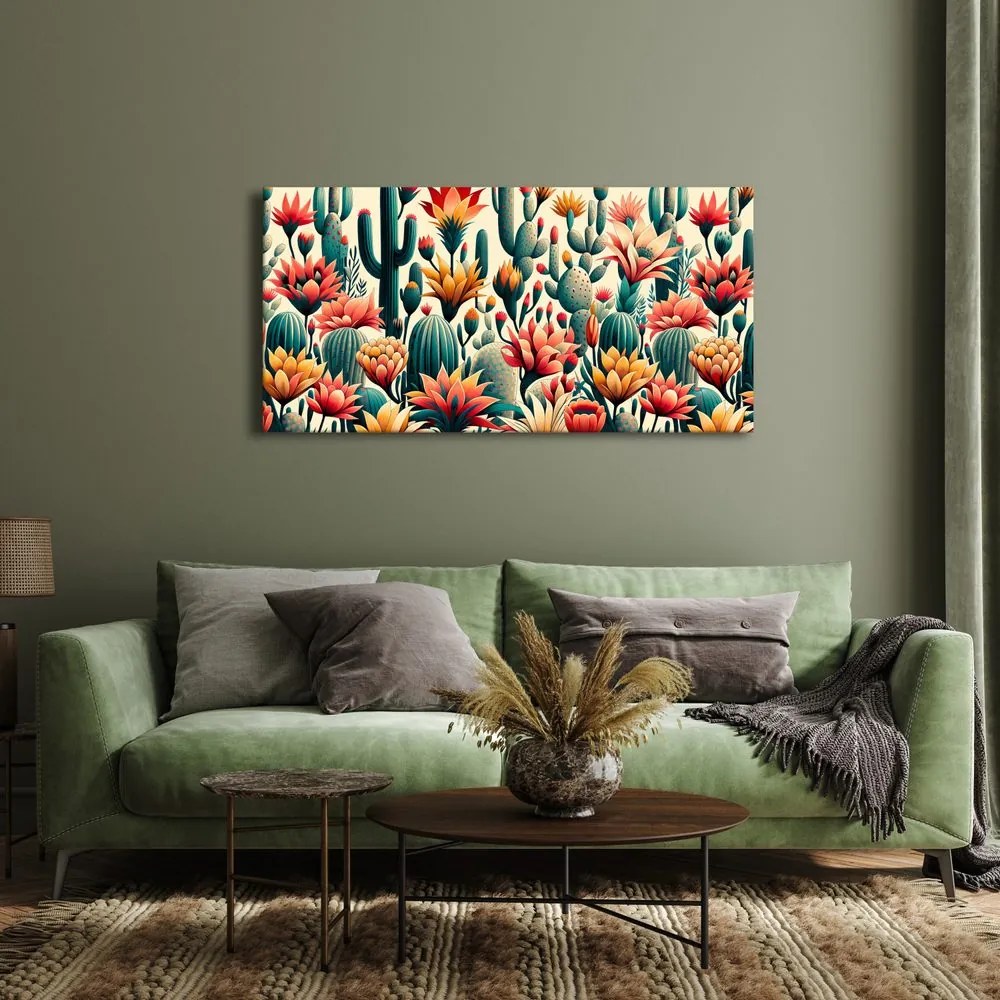 Quadro su tela – Fiori e cactus nel deserto