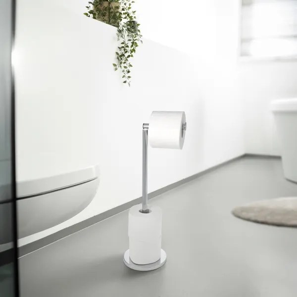 WENKO 19637100 - Portarotolo per carta igienica 21x55 cm in acciaio inox/argento