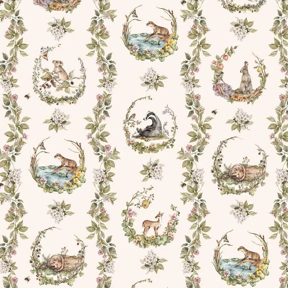 Carta da parati per bambini 100 cm x 280 cm Animals in the Circles - Dekornik