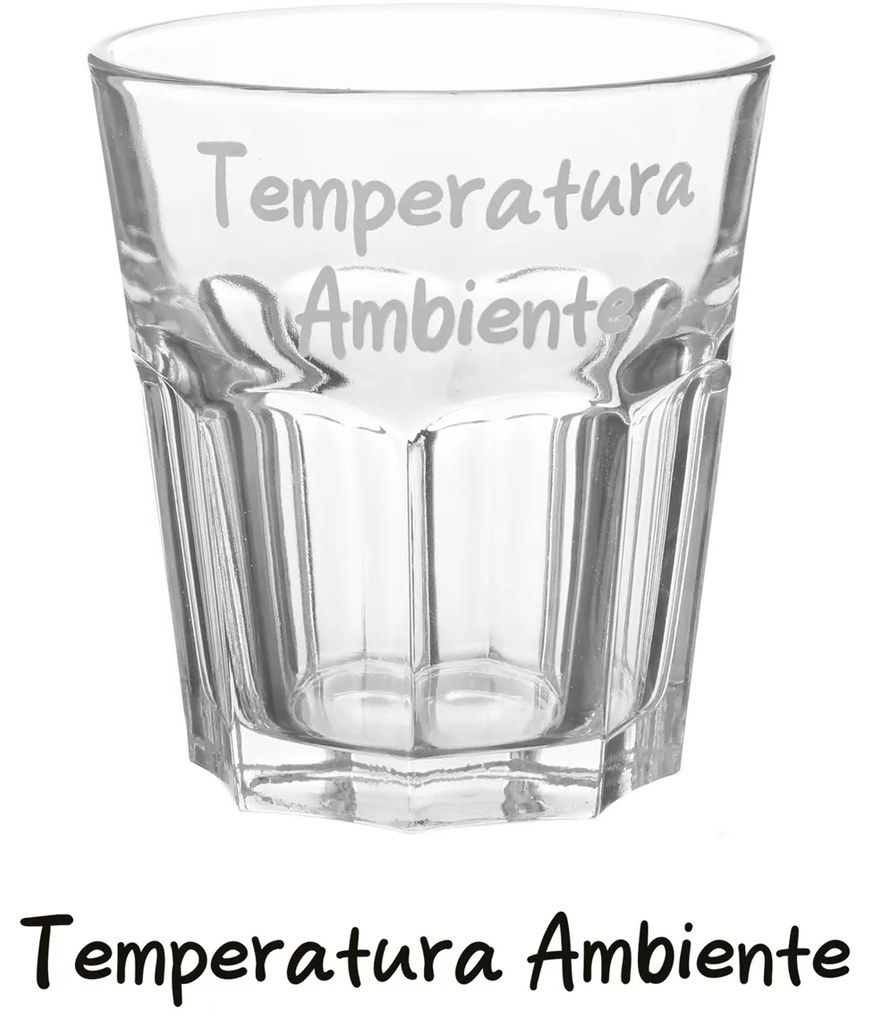 Bicchiere acqua vetro scritta Temperatura ambiente 290 ml