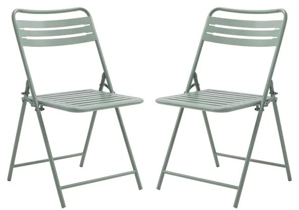 Sedia da giardino in acciaio pieghevole Cafe, seduta in acciaio verde, set da 2 pezzi