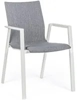 Sedia Per Esterno In Alluminio Bianco Con Cuscino Grigio Scuro Odeon 55,5X60 H83 Cm