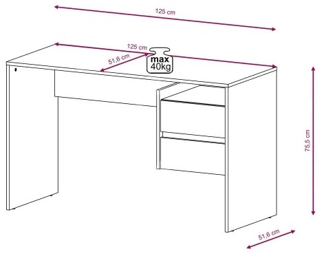 Scrivania con cassetti MARLO grigio cemento/bianco